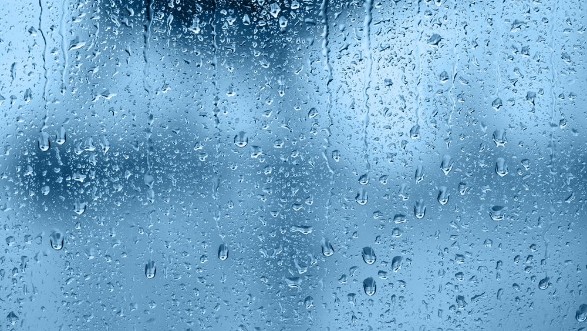 Afbeeldingen van Raindrops on the window Blue tone