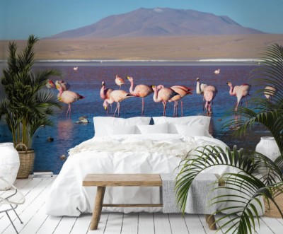 Bild på Pink flamingos at Laguna Colorada on the Bolivian Andes