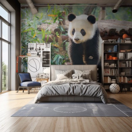 Bild på Giant Panda curiously standing Chengdu Szechuan china
