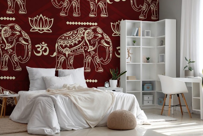 Bild på Seamless pattern with decorated elephants