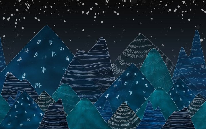 Afbeeldingen van Dark blue mountains in the nightUsed color tool and picture cre