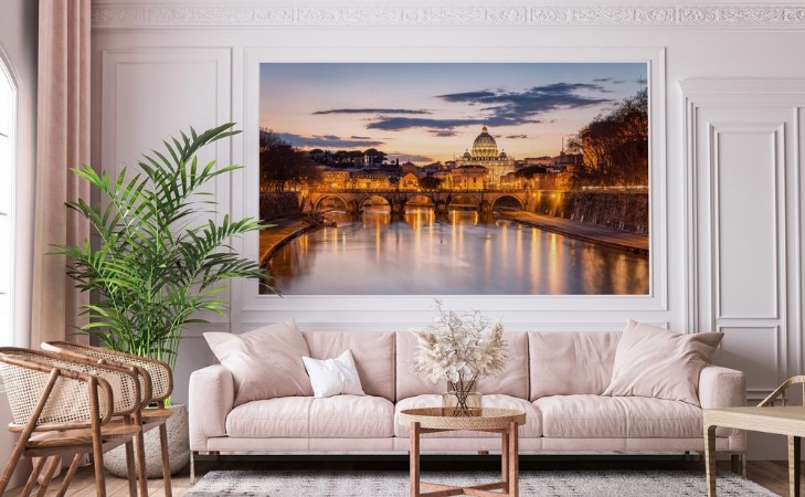 Bild på Night view of the Basilica St Peter in Rome Italy