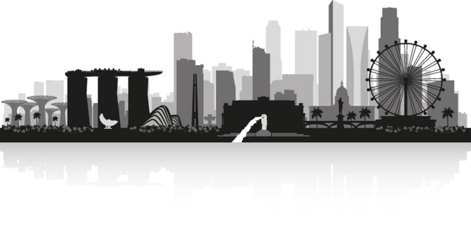 Afbeeldingen van Singapore city skyline silhouette