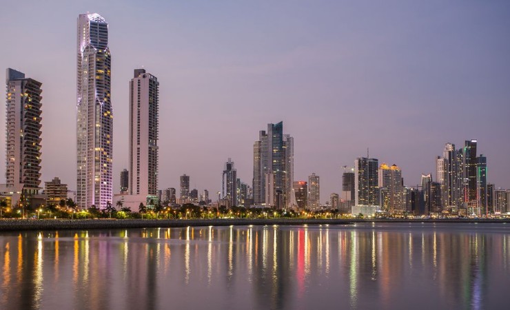 Picture of Panama City city center skyline and Bay of Panama Panama Central America