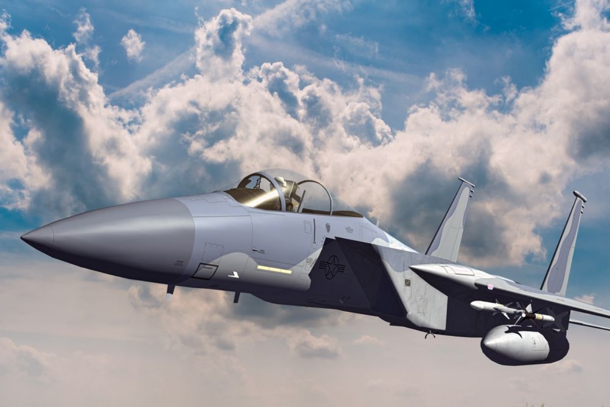 Afbeeldingen van F-15C Eagle 3D illustration model in flight