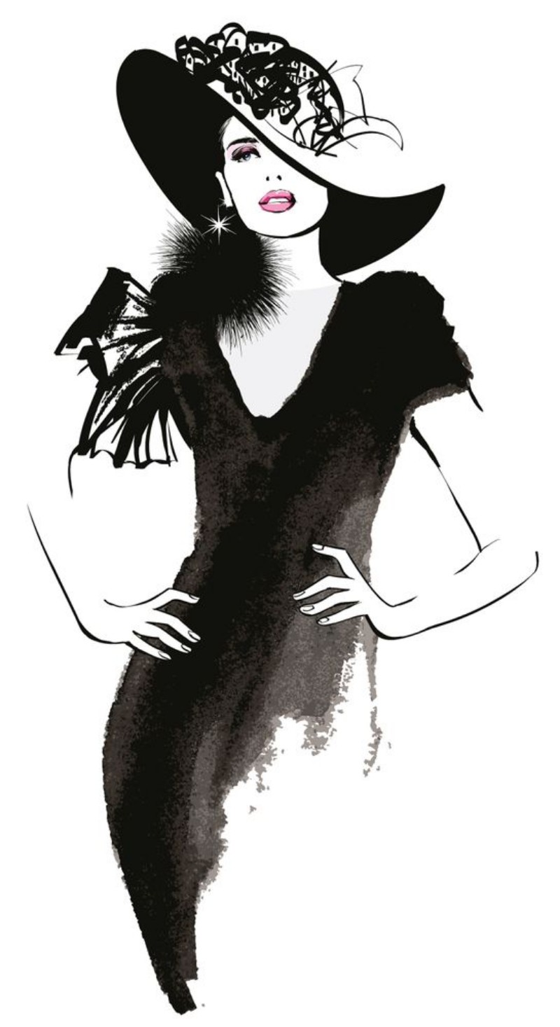 Afbeeldingen van Fashion woman model with a black hat