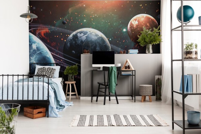 Afbeeldingen van Universe scene with planets stars and galaxies in outer space showing the beauty of space exploration Elements furnished by NASA