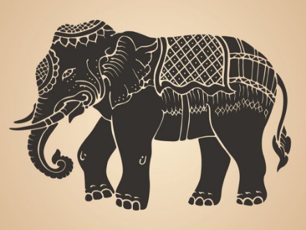 Afbeeldingen van Black war elephant - Thai traditional art Design Vector