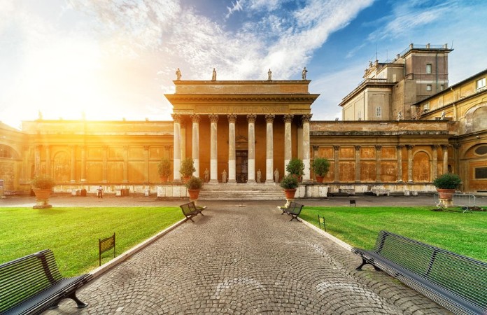 Picture of Belvedere courtyard and palace in Vatican City Rome Italy Sunny view