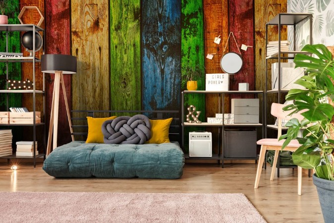 Afbeeldingen van Vintage colorful wood