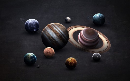 Picture of High resolution images presents planets of the solar system on chalkboard This image elements furnished by NASA