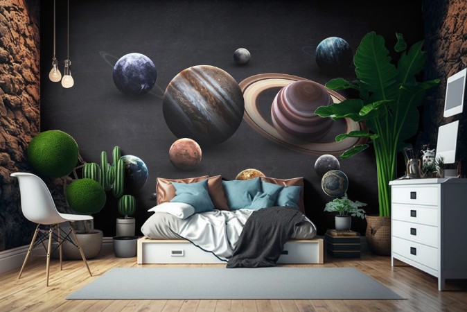 Image de High resolution images presents planets of the solar system on chalkboard This image elements furnished by NASA