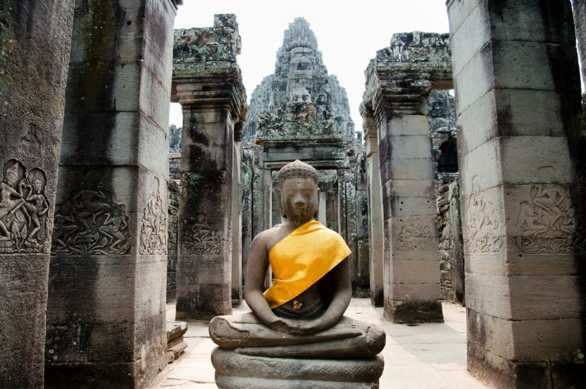 Bild på Bayon tempel Kambodja