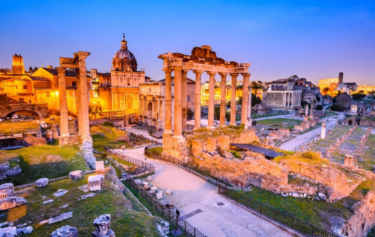 Picture of Roman Forum at night  Rome in Italy