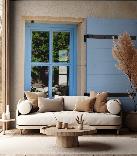 Picture of Blue old window in traditional french provence architecture