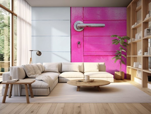 Bild på Particolare di una porta di legno fucsia