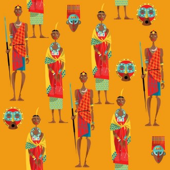 Afbeeldingen van Ouple of maasai in traditional dress Seamless Background pattern