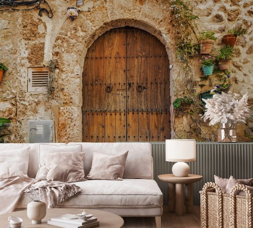 Bild på Doorway of traditional stone finca house in Valldemossa