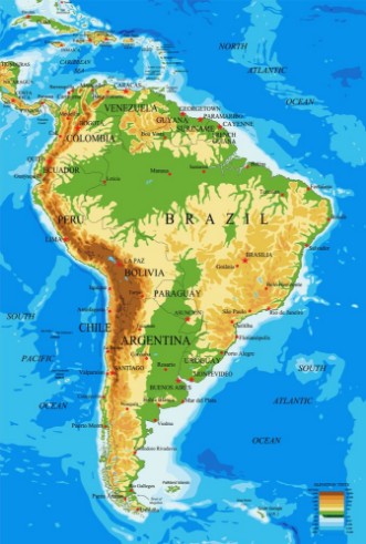 Afbeeldingen van South America-physical map