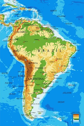 Bild på South America-physical map
