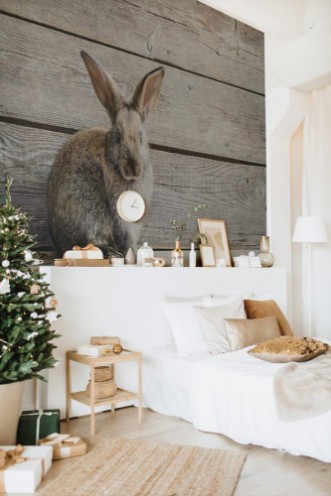 Bild på Rabbit on wooden background