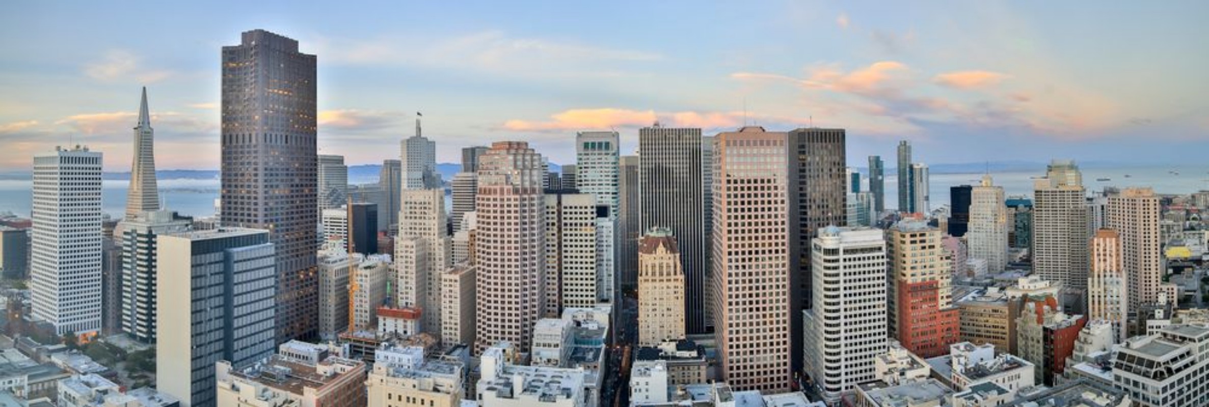 Afbeeldingen van San Francisco Downtown Panoramic View at Sunset Aerial view of San Francisco Financial District