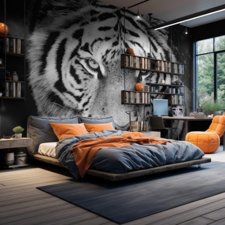 Picture of Portrait de tigre en noir et blanc