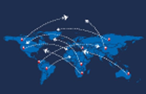 Afbeeldingen van World travel map with airplanes Vector illustration