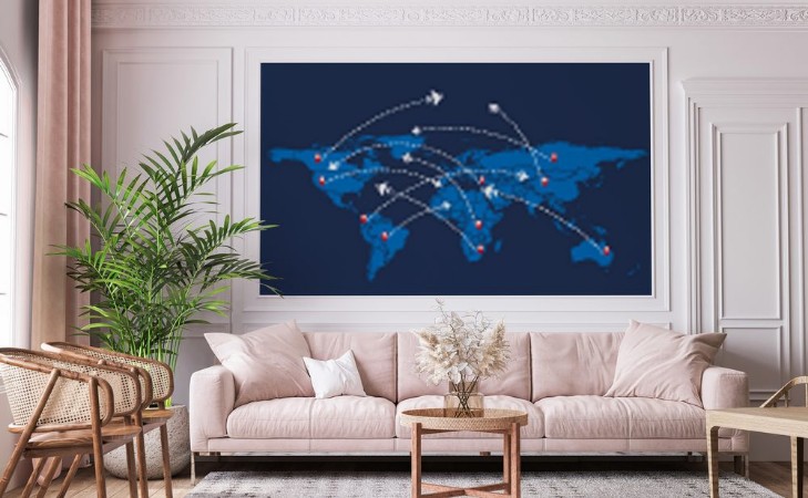 Picture of World travel map with airplanes Vector illustration