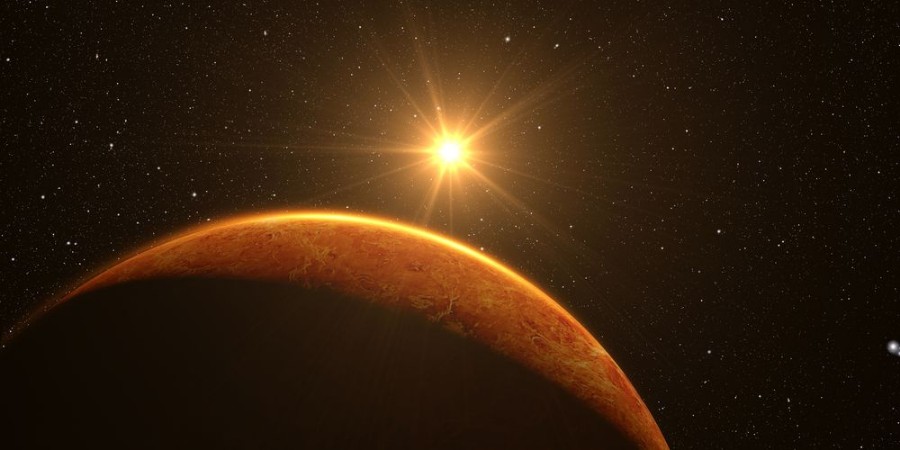Picture of Venus Cinematic and very realistic sunrise seen from space on venus 3d rendering