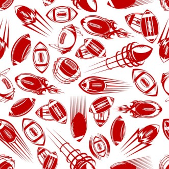 Afbeeldingen van Seamless red sketched rugby balls pattern
