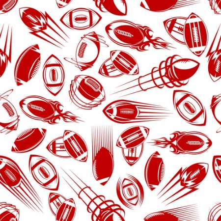 Bild på Seamless red sketched rugby balls pattern
