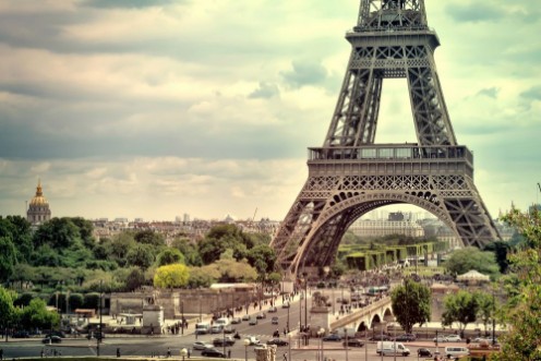 Picture of Panorama Eiffel Tower in Paris France Vintage view Tour Eiffel old retro style 