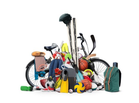 Picture of Sports equipment has fallen down in a heap