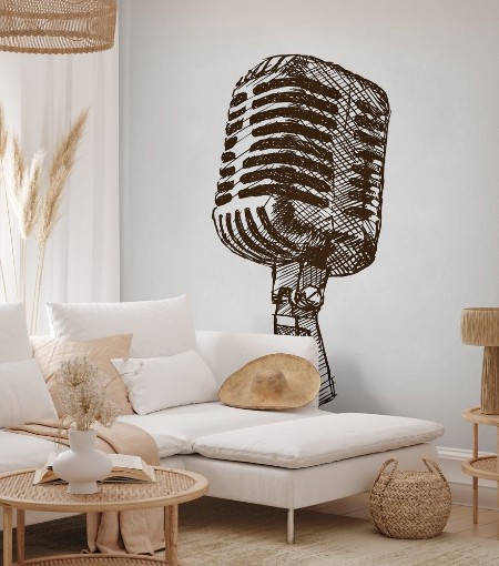 Image de Vintage microphone hand drawn sketch style vector