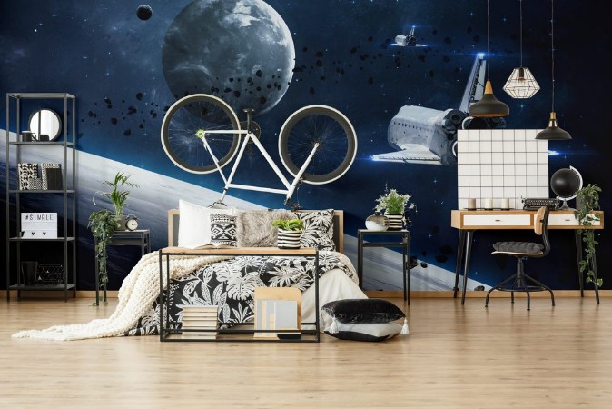 Afbeeldingen van Universe scene with planets stars and galaxies in outer space showing the beauty of space exploration Elements furnished by NASA