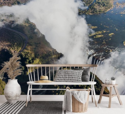 Picture of View of the Falls from a height of bird flight Victoria Falls Mosi-oa-Tunya National parkZambiya and World Heritage Site Zimbabwe An excellent illustration