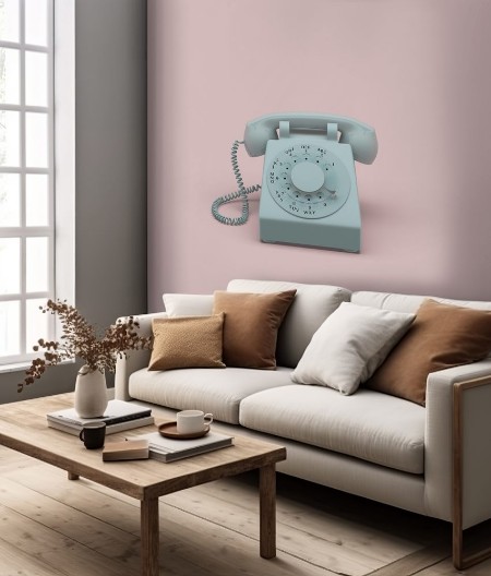 Afbeeldingen van Phone vintage on pink background 3d rendering