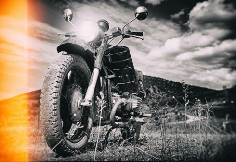Picture of FreedomMotorbike under skyVintage photo effect added for create atmosphere