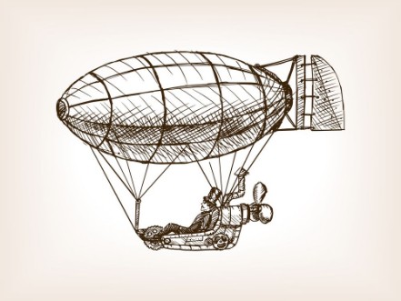 Image de Steampunk mechanical flying airship sketch vector