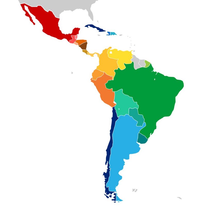 Afbeeldingen van Colorful countries of Latin America Simplified vector map