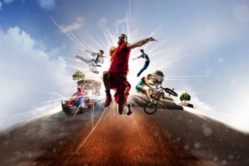 Image de Multi sports collage karting basketball bmx batut karate