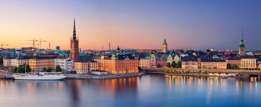 Bild på StockholmPanoramic image of Stockholm Sweden during sunset