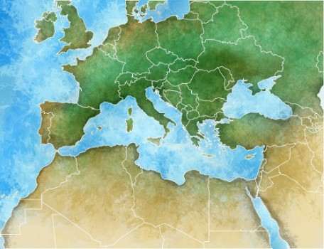Bild på Cartina disegnata a mano del Mediterraneo Europa Africa e Medio Oriente