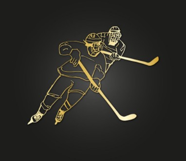 Afbeeldingen van Hockey match illustration gold