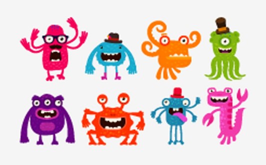 Picture of Cartoon monsters or bogeyman set Vector illustration