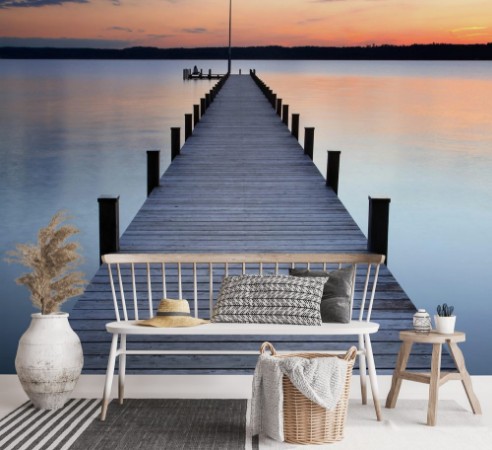 Image de Lake at Sunset Long Wooden Pier