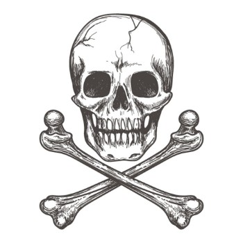 Picture of Skull and crossbones for tattoo or biker jacket vector illustration