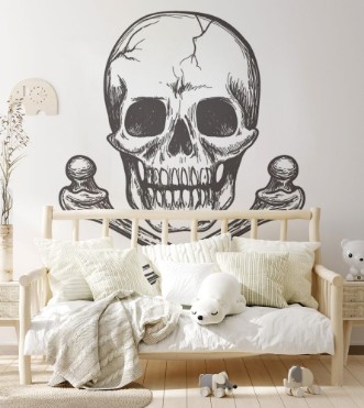 Afbeeldingen van Skull and crossbones for tattoo or biker jacket vector illustration