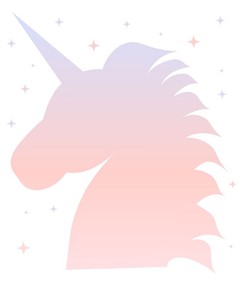 Afbeeldingen van Cute pink blue gradient unicorn silhouette illustration
